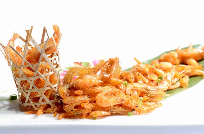 Fried Shrimp in a bamboo basket