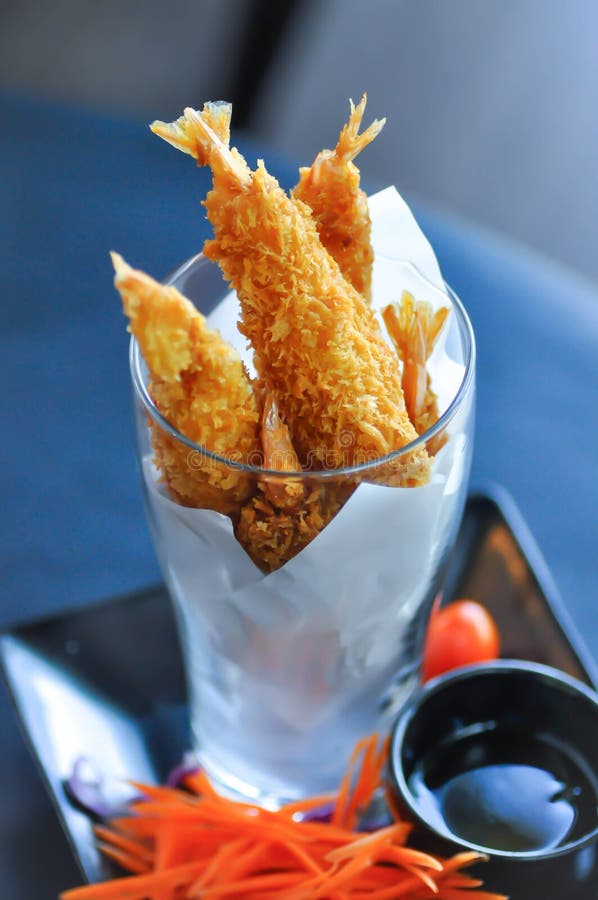 Tempura or Deep Fried Shrimp and Deep Fried Vegetable Stock Photo