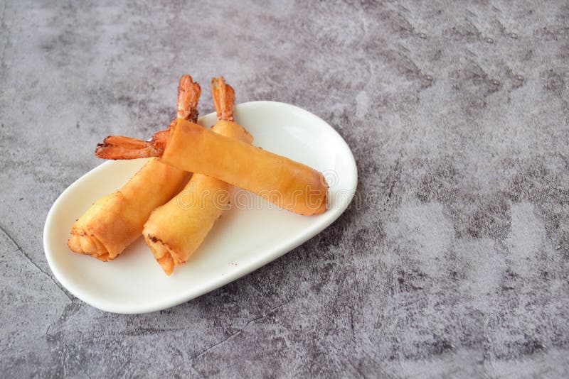 Fried shrimp spring rolls stock photo. Image of roll - 233181350
