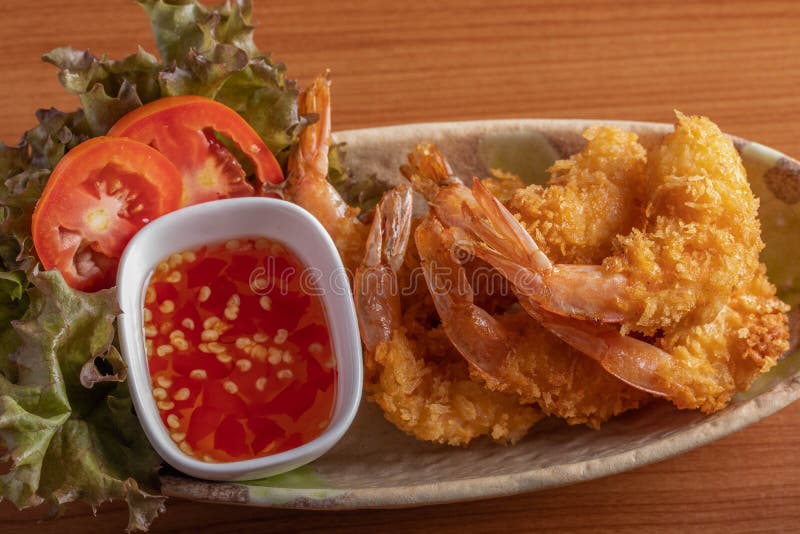 Fried Shrimp Tempura with Sauce Stock Photo Image of delicious
