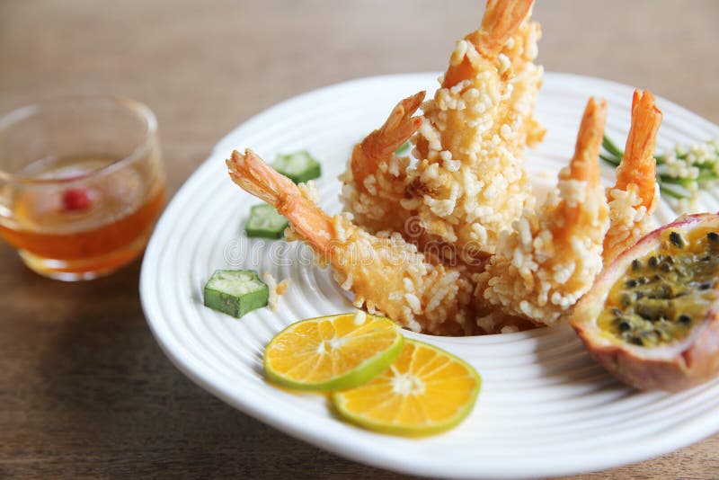 Fried Shrimp in thai style stock image. Image of eating - 136986329