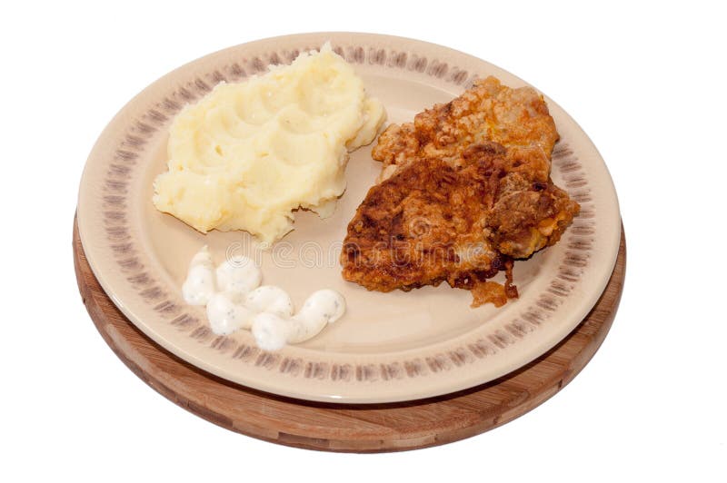 Fried Steak With Mashed Potatoes Stock Photo Image of pork, mashed