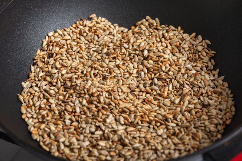 Fried Sunflower Seeds in a Frying Pan, Peeled Stock Image Image of