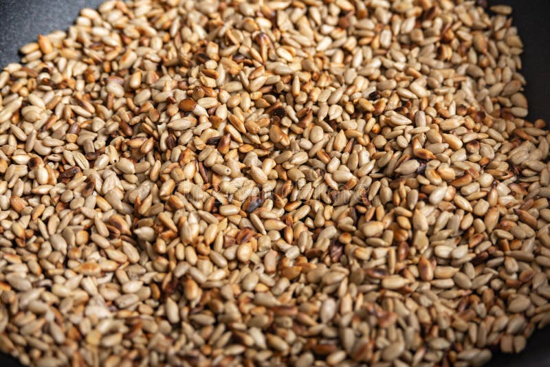 Fried Sunflower Seeds in a Frying Pan, Peeled Stock Image Image of