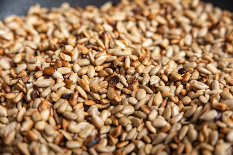 Fried Sunflower Seeds in a Frying Pan, Peeled Stock Photo Image of