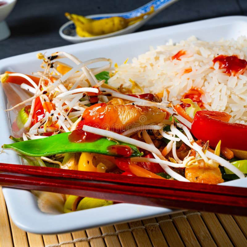 Fried Sweet and Sour Chicken with Vegetables Stock Image Image of