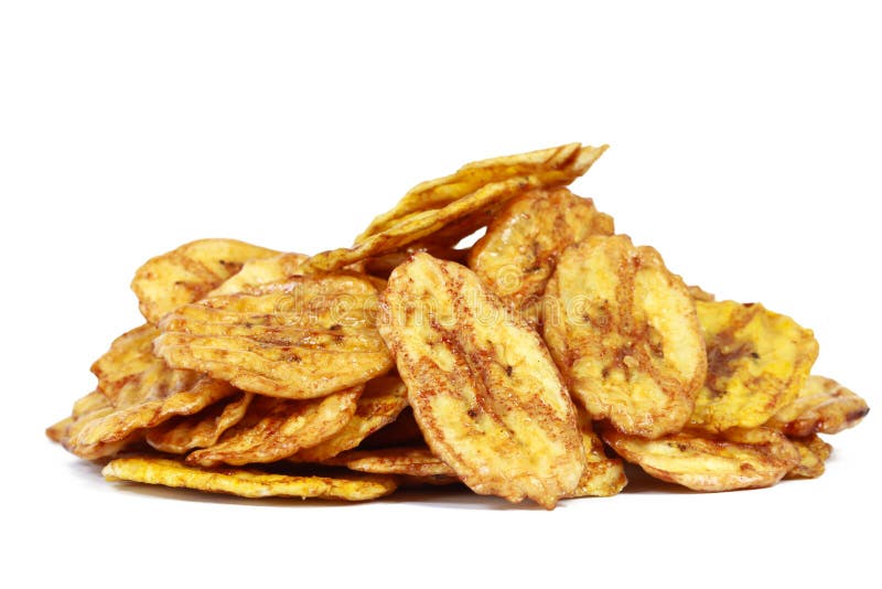Fried Thinly Sliced Banana Chips with Chili Pepper, Mexican Fast Food
