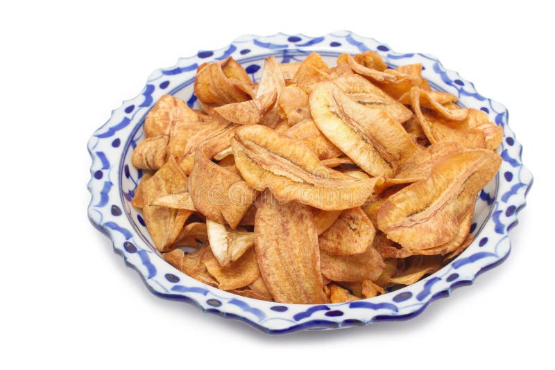 Fried Thinly Sliced Banana Chips with Chili Pepper, Mexican Fast Food