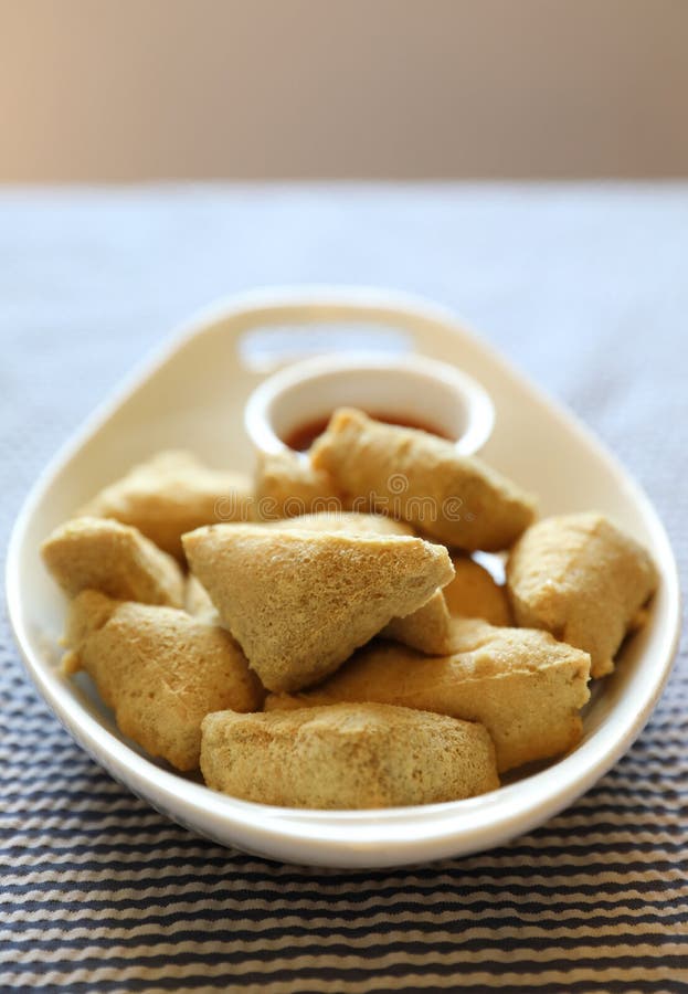 Fried tofu, Japanese food stock photo. Image of black - 142566612