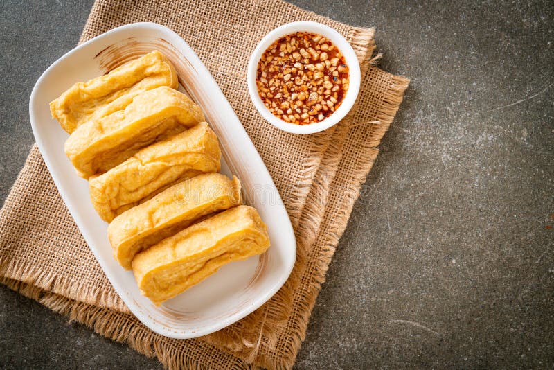 Fried tofu with sauce stock photo. Image of diet, lunch - 212258936