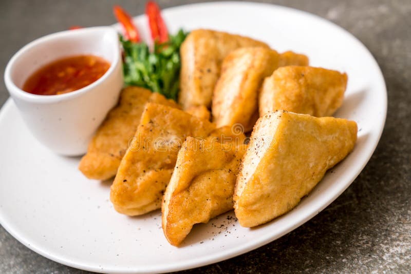 Fried tofu vegan food stock photo. Image of background 141850792