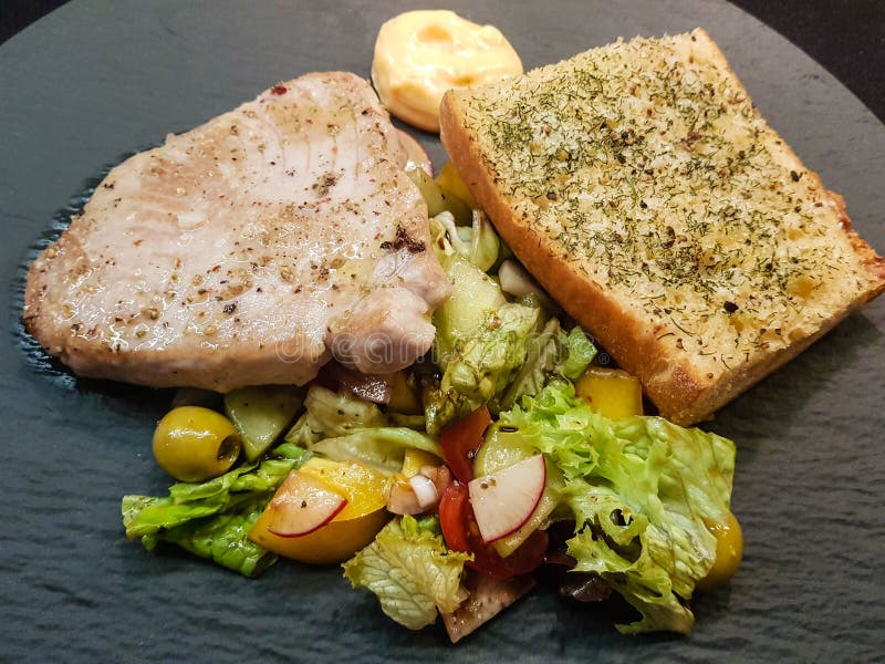 Fried Tuna steak stock photo. Image of dipp, cooking 202491860