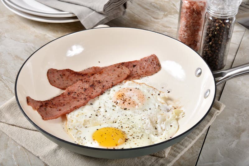 Fried Turkey Bacon and Eggs Stock Image Image of meal, board 130252423