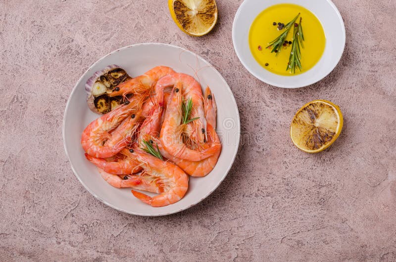 Fried Unpeeled Large Shrimp Stock Photo Image of mediterranean, plate