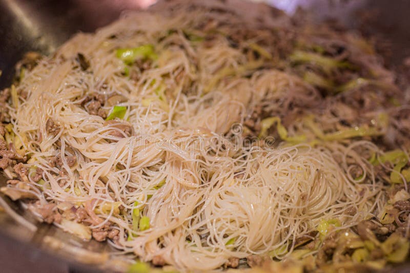 Fried Vermicelli Rice Noodles, Bee Hoon Goreng. Stock Photo Image of