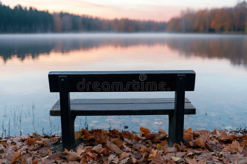 Friedliche Herbstbank stock abbildung
