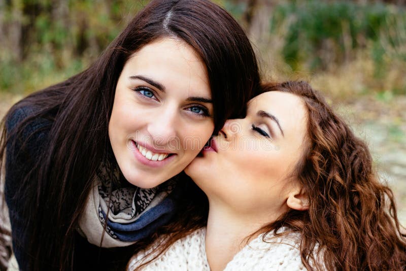 Friend Gives A Kiss To Her Best Friend Stock Image Image Of Girlfriends Front 47735805