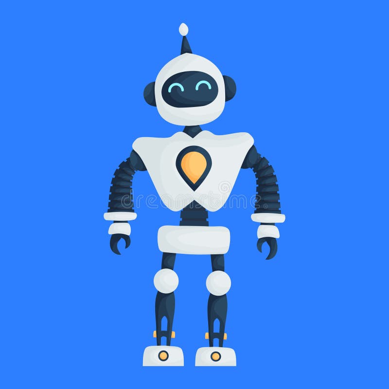Friendly Automated Assistant. A CartoonStyle Illustration of a Robot Figure. royalty free illustration