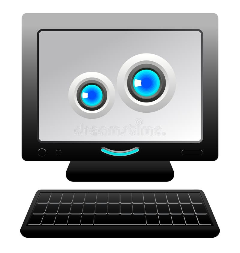 Friendly Computer Illustration. Vector Cartoon. Stock Vector