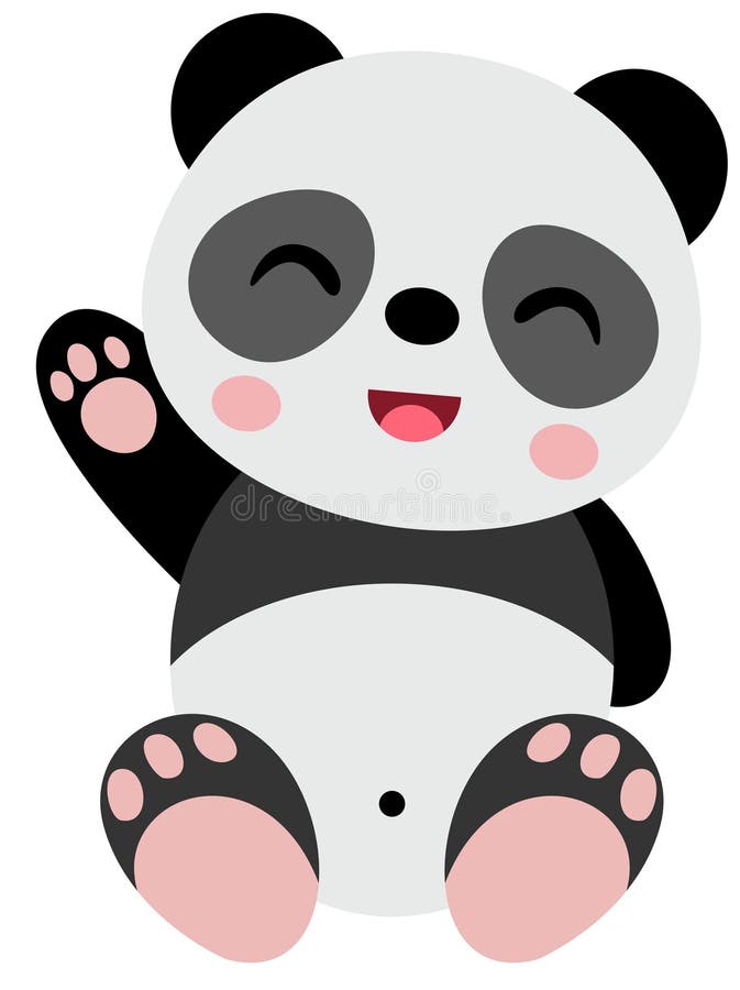 Friendly Cute Panda Waving Isolated Stock Vector Illustration of little, cute 295917805
