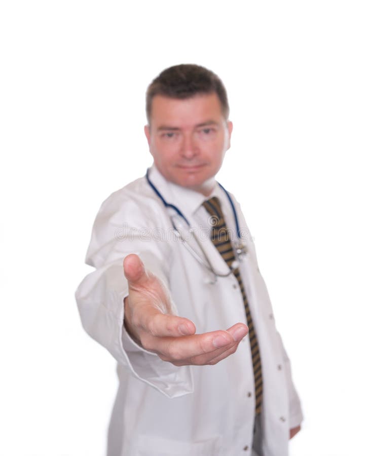 Friendly doctor offers hand in friendship