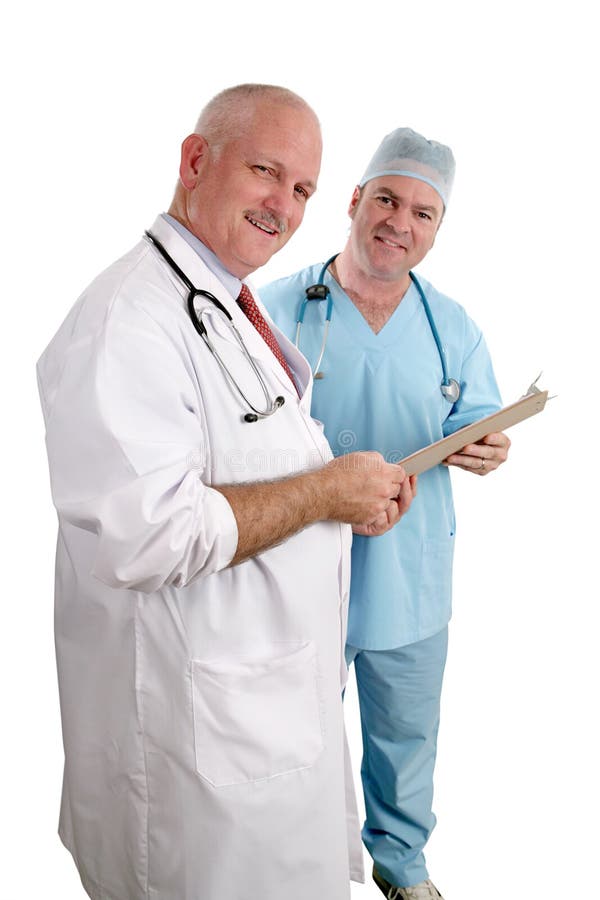 Friendly Doctors with Chart stock photography Friendly Doctors with Chart stock photography