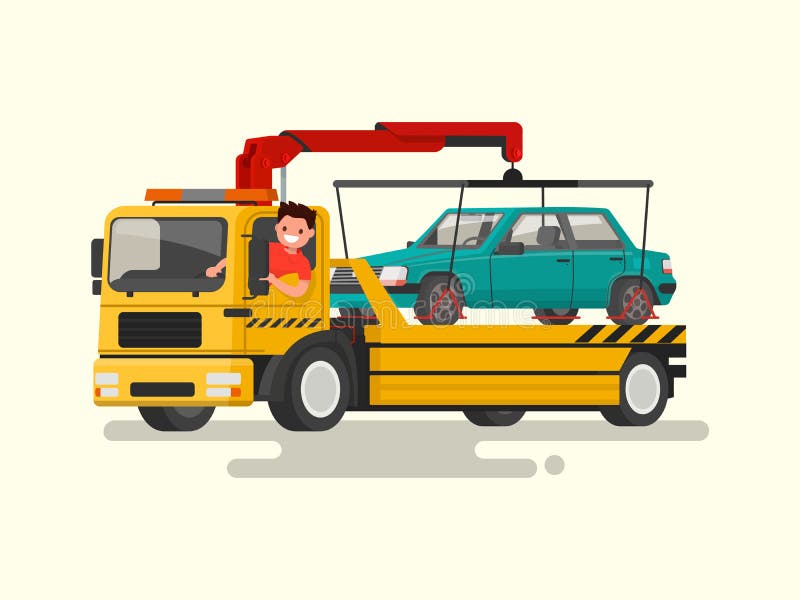 Tow truck with driver stock vector. Illustration of malfunction - 34773445