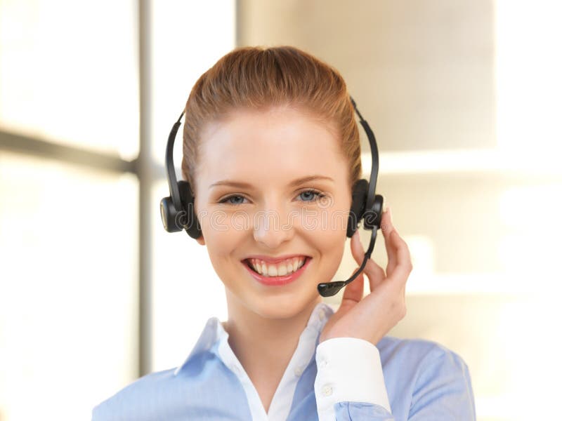 Friendly Female Helpline Operator Stock Photo Image of listening