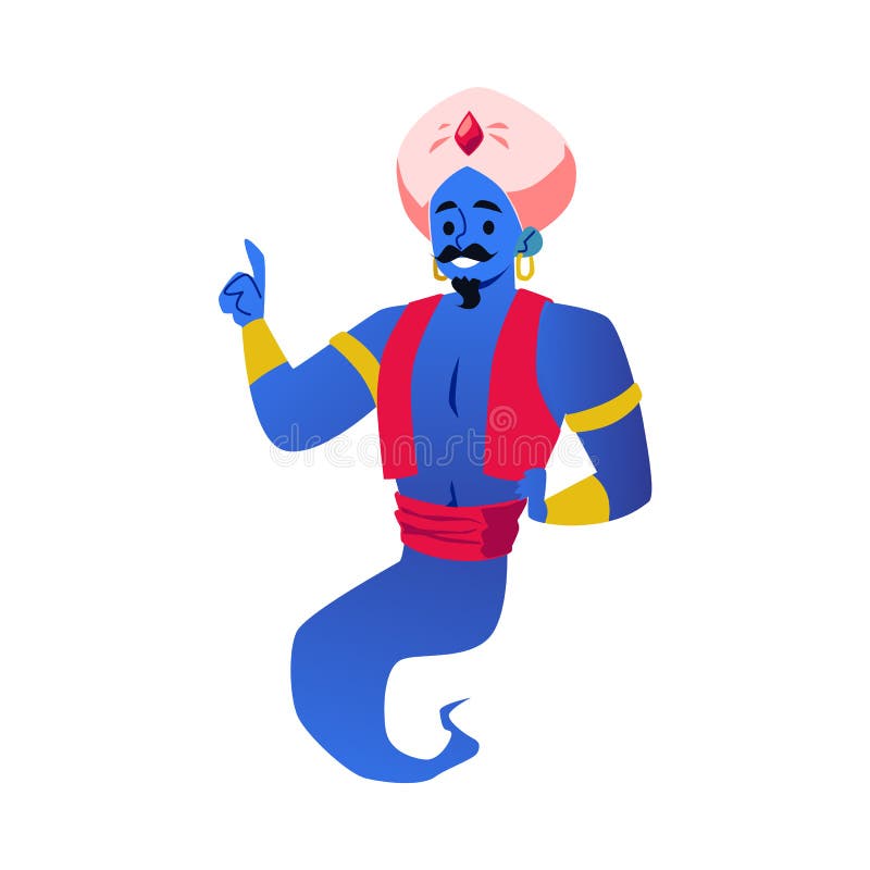 Genie of Arab Tales Comes Out of Aladdin`s Lamp Flat Vector Illustration Isolated. Stock Vector - Illustration of cute, mascot: 156715528 Genie of Arab Tales Comes Out of Aladdin`s Lamp Flat Vector Illustration Isolated. Stock Vector - Illustration of cute, mascot: 156715528