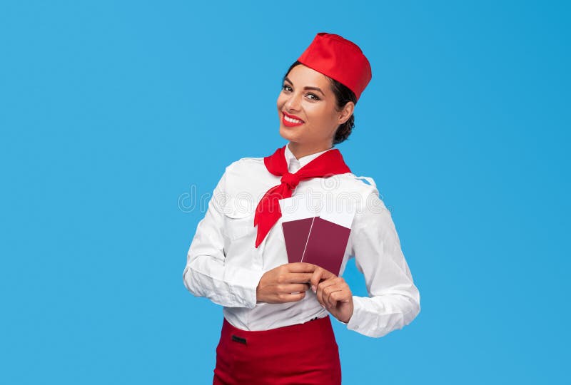 Delicious woman in stewardess uniform