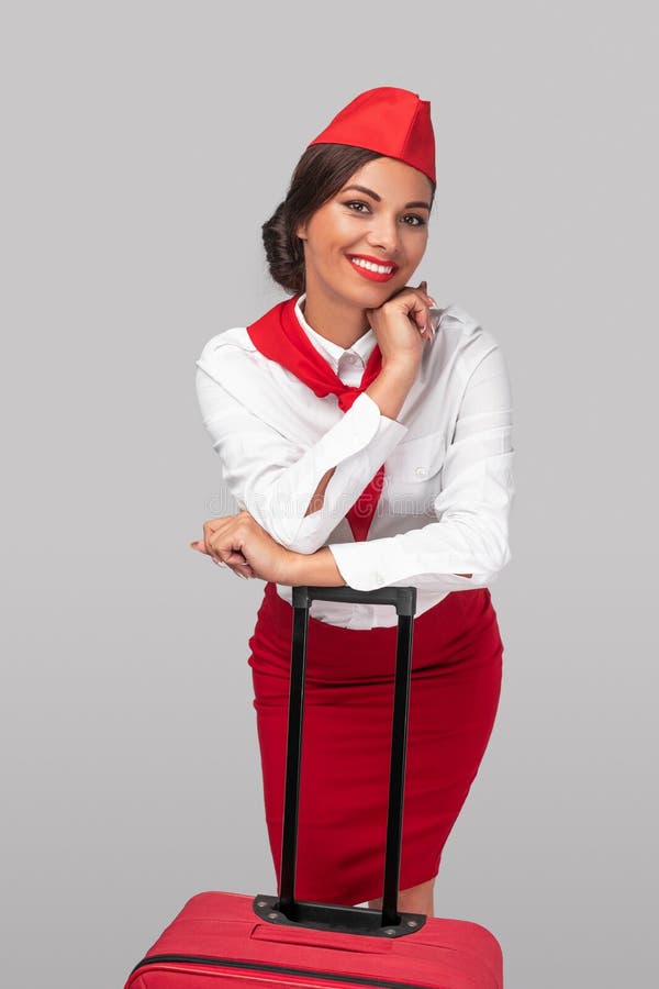 Happy flight attendant stock image. Image of canadian - 26213127