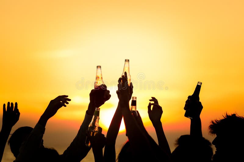 Friends Beach Party Drinks Toast Celebration Concept stock photography Friends Beach Party Drinks Toast Celebration Concept stock photography
