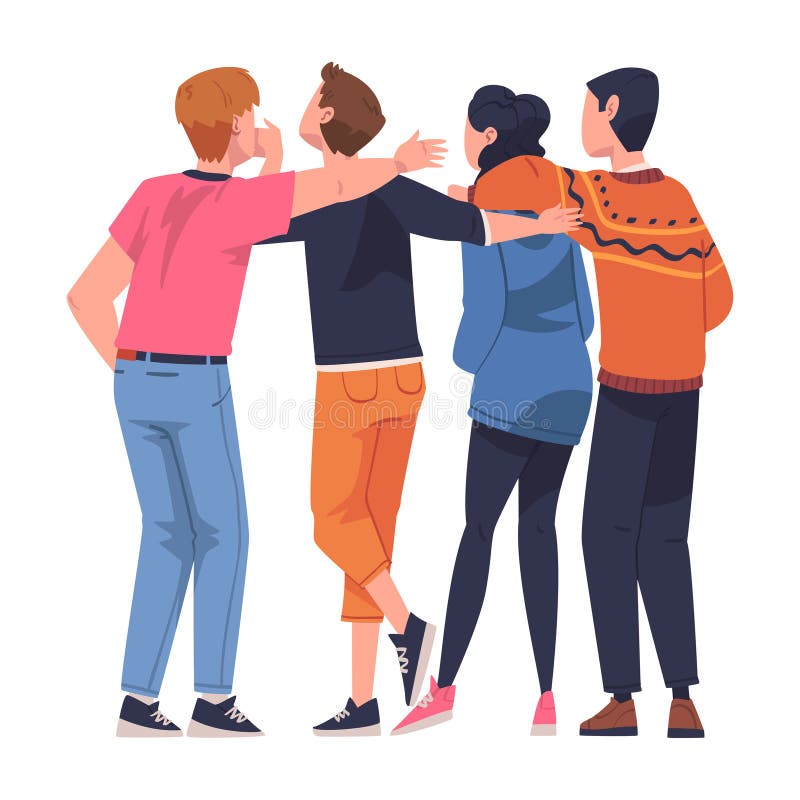 Friends forever friendly group of people hugging Vector Image