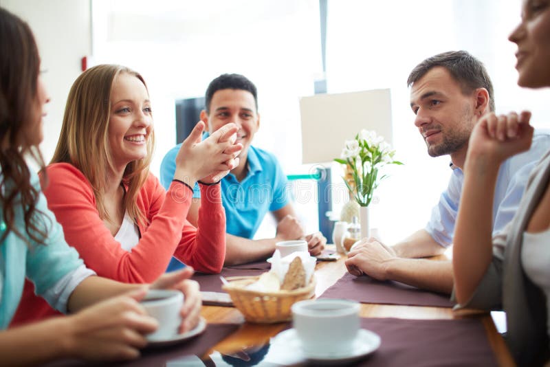 Friends at cafe stock photo. Image of coffee, group, lifestyle - 63152898