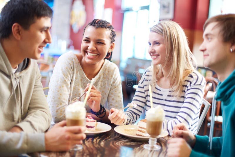 Friends in cafe stock photo. Image of human, friend, boyfriend 33657026