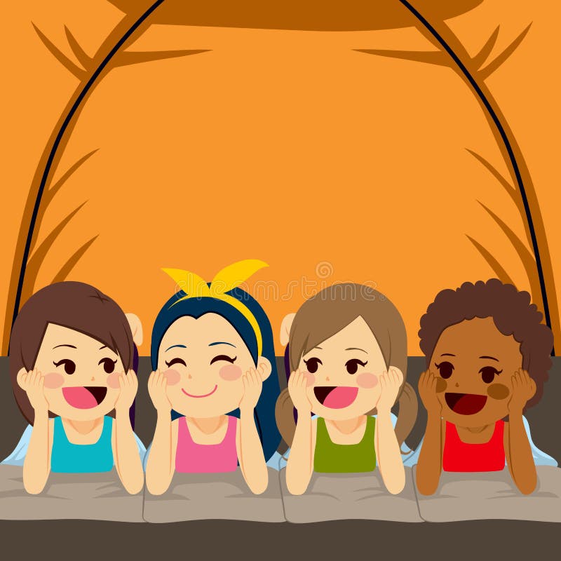 Friends Camping Inside Tent Stock Vector - Illustration of cartoon,  african: 59691514