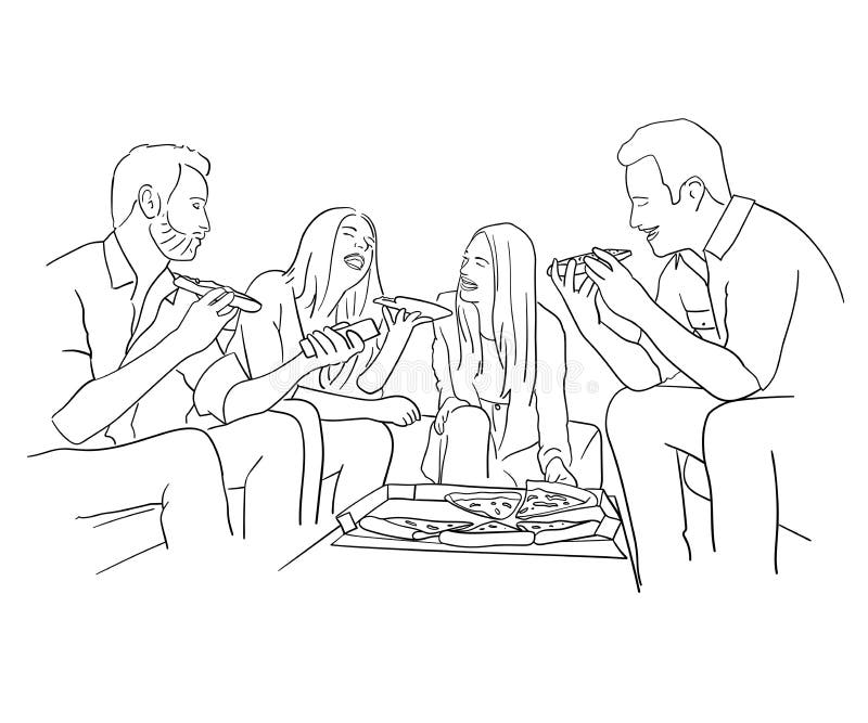 Friends Eating Pizza Handmade Drawing On White Background Stock Vector Illustration Of Pizza Joyful Friends Eating Pizza Handmade Drawing On White Background Stock Vector Illustration Of Pizza Joyful