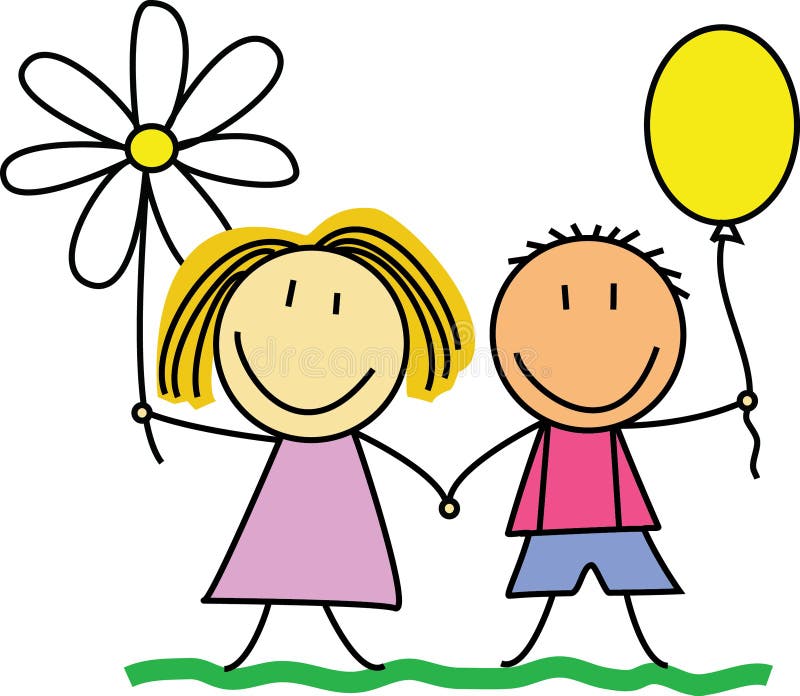 Friends / Friendship - Kids Drawing /illustration Stock Vector