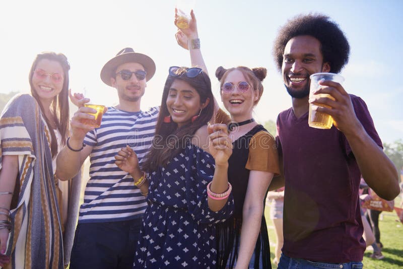 Friends are Happy at the Music Festival Stock Photo - Image of motion ...