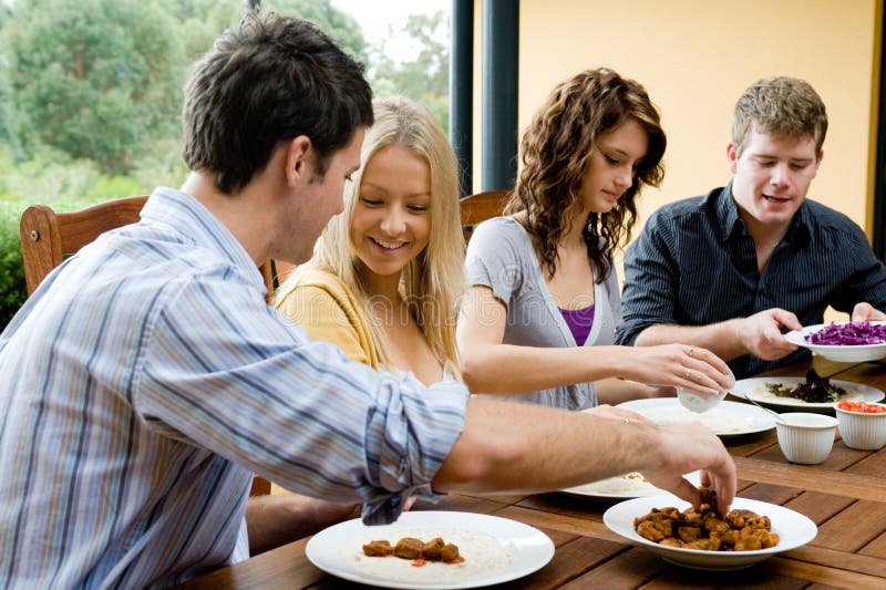 Group of Friends Having Dinner Party at Home Stock Image Image of