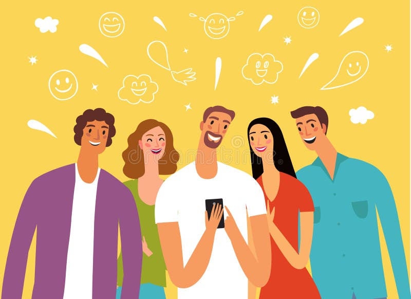 Friends Looking Video and Laughing. Stock Vector - Illustration of funny, female: 109426455 Friends Looking Video and Laughing. Stock Vector - Illustration of funny, female: 109426455