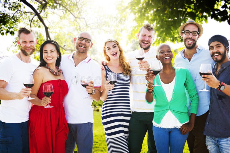 Friends Outdoors Party Celebration Hanging Out Concept Stock Image ...