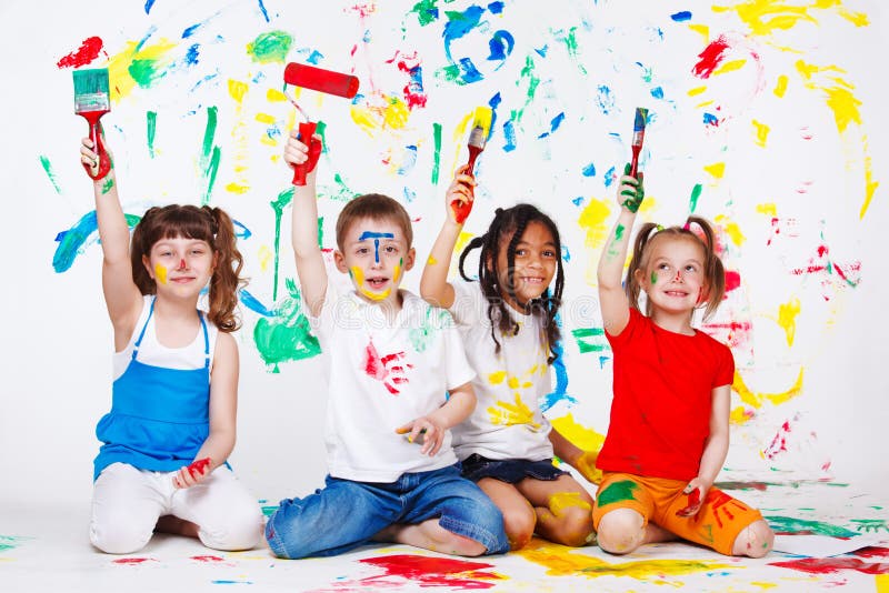 Kids painting wall stock image. Image of cute, junior - 20868813