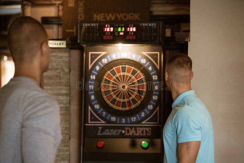 Friends Playing Darts Indoors at Bar Stock Photo - Image of darts, leisure:  173595592