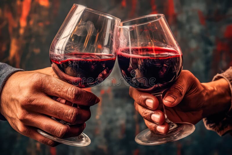 Prietenii ridică pahare elegante umplute cu șampanie spumantă sau vin rafinat vector illustration