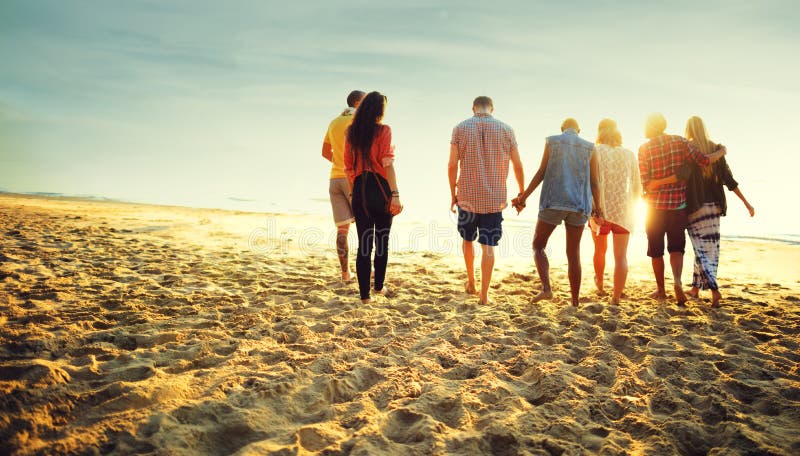 Friendship Bonding Relaxation Summer Beach Happiness Concept