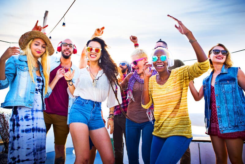 Friendship Dancing Bonding Beach Happiness Joyful Concept Stock Photo ...