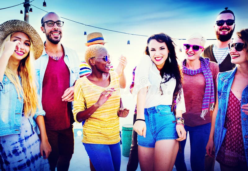 Friendship Dancing Bonding Beach Happiness Joyful Concept Stock Image
