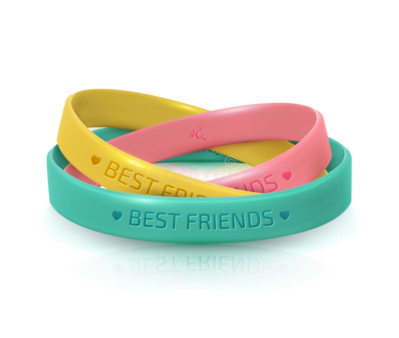 Friendship Day. Rubber Bracelets for Friend Band Stock Vector -  Illustration of happy, rubber: 159152806