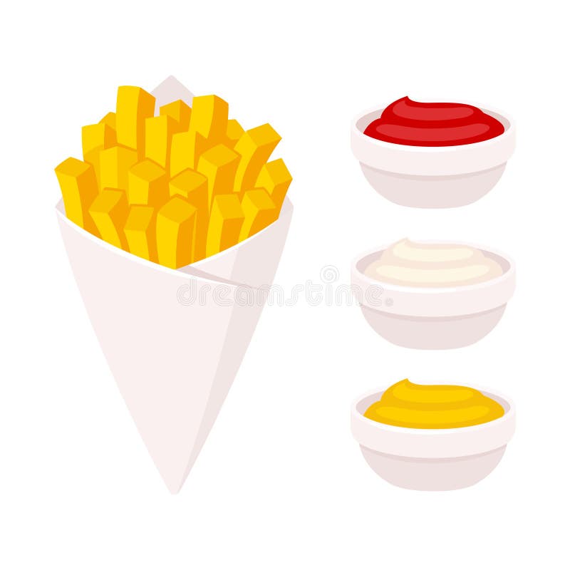 frieten met het onderdompelen van saus vector illustratie frieten met het onderdompelen van saus vector illustratie